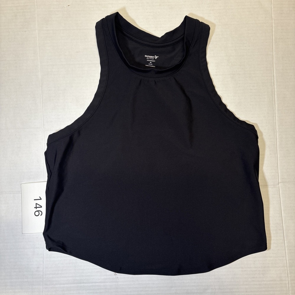 Old Navy PowerSoft Racerback Tank Top Womens XL Black Activewear 492605-00